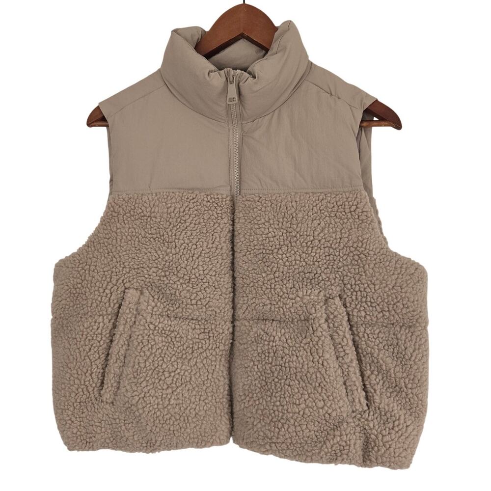Granola Girl Cabincore Ci Sono Brown Teddy Wind Resistant Puffer Vest Size Large